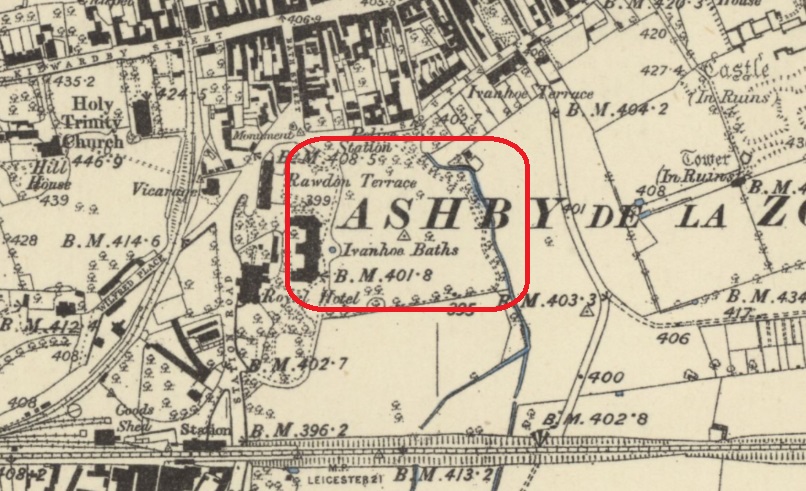 Ashby de la Zouch - Ivanhoe Bath Grounds : Map credit National Library of Scotland